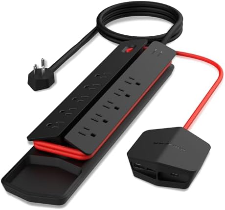 Monster Power Center Vertex XL Surge Protector With Detachable Power Strip, 10 AC Outlets, 2 USB-A Ports & 1 USB-C Port (20W)