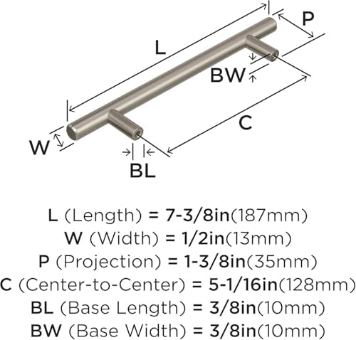 Amerock 10 Pack 5-1/16" Bar Pulls Sterling Nickel Drawer Pull