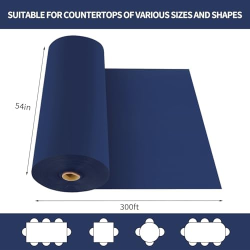 CXPSINC 54 Inch X 300 Feet Plastic Table Cover Roll Disposable Tablecloth with Slide Cutter for All Type/Shape Tables | Party, Banquet, Birthdays, Weddings(Navy Blue, 300 Feet)