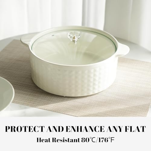 Placemats Set of 4 Vinyl/Plastic Woven Place Mats for Kitchen Table Indoor/Outdoor Washable Placemat Wipeable Dining Table Mats (Beige,4)