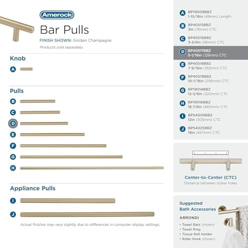 Amerock 5-1/16" Bar Pulls Golden Champagne Drawer Pull
