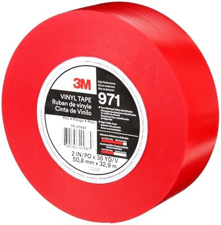3M Durable Floor Marking Tape 971, Red, 2 in x 36 yd, 17 mil, 1 Roll