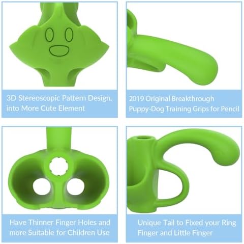Firesara training grips for pencil, Original Training Grips Puppy Design Posture Correction for Kids Preschoolers Children Adults Special Needs Handwriting Aid for Lefties or Righties (3PCS)