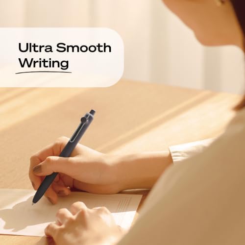 uniball™ Zento Gel Pens, Black Ink, 0.7mm Medium Point, Retractable, 4 Count, Smooth Writing, Quick-Drying, No Smear, No Bleed, Zen Barrel Colors