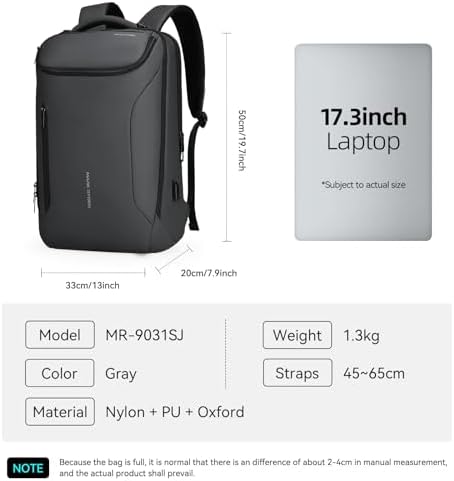 MARK RYDEN Business Backpack for Men, Waterproof High Tech Backpack with Sport Car Shape Design and USB Charging Port, Travel Laptop Backpack Fits 17.3 Inch Notebook