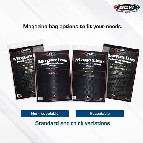 BCW Magazine Bags - 100 Count | Acid-Free, Crystal Clear Polypropylene Sleeves for Archival-Quality Storage of Collectible Magazines | Protect and Showcase Your Valuable Comic Book Collection