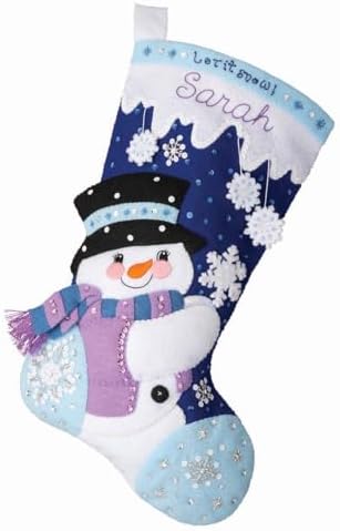 Bucilla Felt Applique 18" Stocking Making Kit, Let It Snow, Perfect for DIY Arts and Crafts, 89584E