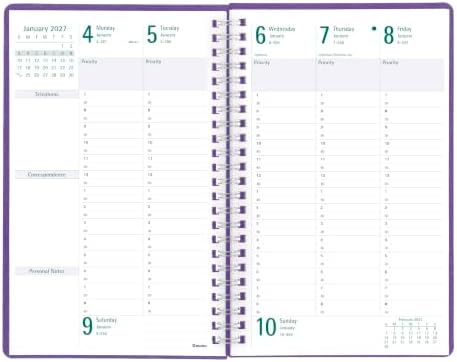 Blueline® 2027 Timanager® DuraFlex 5-Day Weekly Planner, 13 Months, December to December, Poly Cover, 9.0625" x 5.875", Purple (C5910V.86T)
