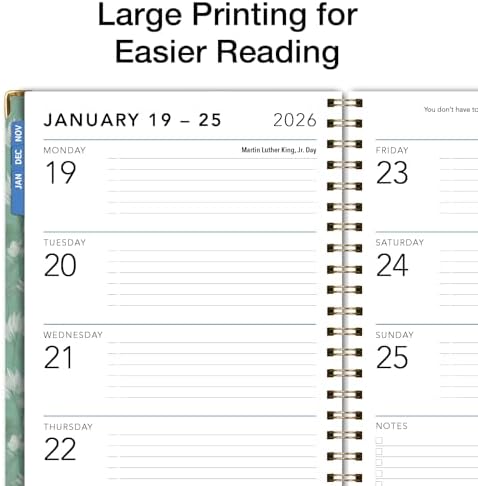 LARGE PRINT HARDCOVER 2026 Planner, 8.5"x11": 14 Months (November 2025 - December 2026), Daily Weekly Monthly Planner, Yearly Agenda, Bookmark, Pocket Folder and Sticky Note Set (Whispering Meadow)