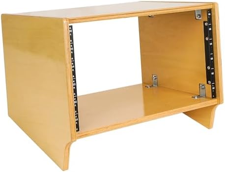 Sound Town DIY 6U Angled Desktop Turret Studio Rack with Solid Baltic Birch Plywood, Golden Oak, Assembly Required (SDRK-Y6SL)