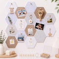 6.7 x 5.9 in 16 Pcs Hexagon Cork Board Tiles, Felt Pin Boards, Camel