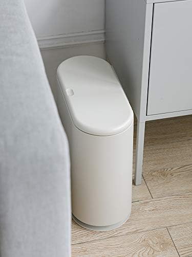 Sooyee 10L Rectangular Plastic Trash Can, Cream White