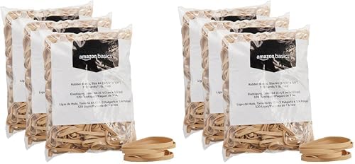 Amazon Basics Rubber Bands, Office Supplies, Size 64 (1/4"), 320 Bands/1 lb Pack, 6-Pack, Tan