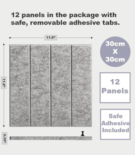 Felt Bulletin Board Tiles | Modern Cork Board Alternative | Large Cork Boards for Walls | Aesthetic Felt Wall Panels for Office & Home Decor | Pinboard & Photo Board (12-Pack) | Gray Marble