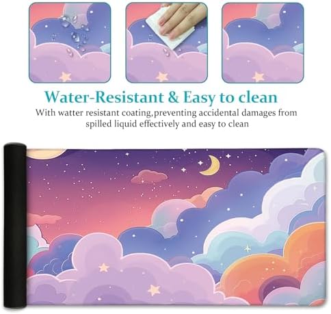 LIMKRIAN Purple Cloud Mouse Pad Kawaii Large Desk Mat, 31.5x11.8 in