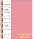 2027-2031 Monthly Planner, 5 Year Monthly Planner/Calendar 2027-2031, 60-Month Jan 2027 – Dec 2031, 9" x 11", Tabs, Double-Side Pocket, Holidays, Thick Paper - Pink