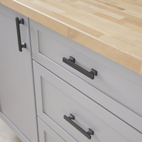 Franklin Brass 10 Pack Matte Black Cabinet Handles 3-3/4 inch (96mm) Kitchen Cabinet Handles and Drawer Pulls for Cupboards and Dressers | Tiered Foot
