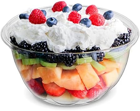 MT Products Plastic Acai Fruit Bowl 16 oz. - Disposable Salad Bowl with Lids (Pack of 30) - Made in the USA