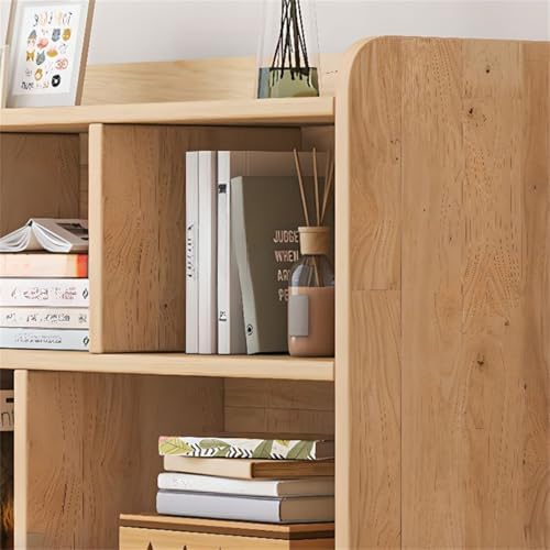 Unfinished Color Pine Book Rack 2/3/4-Tier Storage Solid Wood Cabinet, Pine Wood Storage Shelving Unit 8-Compartment Square Grid Cabinet Low Bookshelf Natural Finish 47.2"L x 9.4"W x 31.5"H