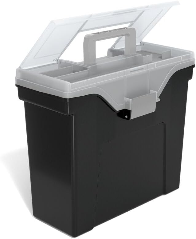STAPLES Slim Portable File Tote, Letter Size, Black, 2/Pack | Lightweight storage tote for transporting and organizing hanging files.