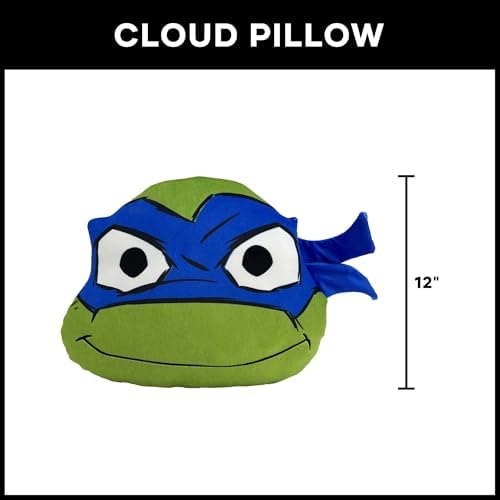 Northwest Teenage Mutant Ninja Turtles Its Leo Cloud Pillow 12" – TMNT Plush Stuffed Toy, Kids Room Decor, Cartoon Character Throw Pillow, Gift for Boys & Girls