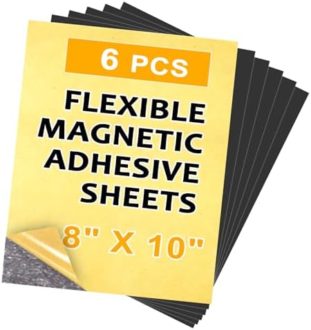 Towjug Cuttable Adhesive Magnetic Sheets 6 Pack, Each 8" x 10"