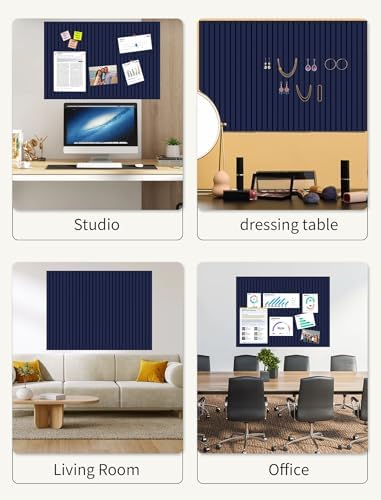 48" x 24" Cork Board Alternative, 8 Pack Felt Bulletin Board Tiles with 30 Adhesive Tabs Wall Push Pin Board for Office Classroom Bedroom Decor