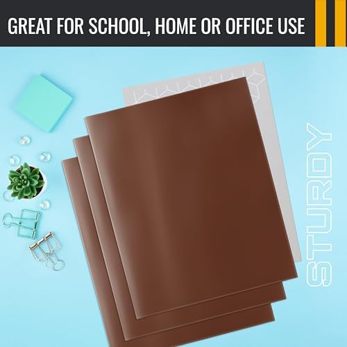 Better Office Products 2 Pocket Glossy Laminated Brown Paper Folders, Box of 25, Letter Size, Brown Paper Portfolios