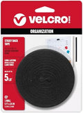 VELCRO Brand Sticky Back Hook and Loop Fasteners, Black, 5 Ft Tape Roll