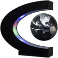 Estefanlo Floating Globe with LED Lights C Shape Magnetic Levitation Floating Globe World Map for Desk Decoration (Black-Silver)