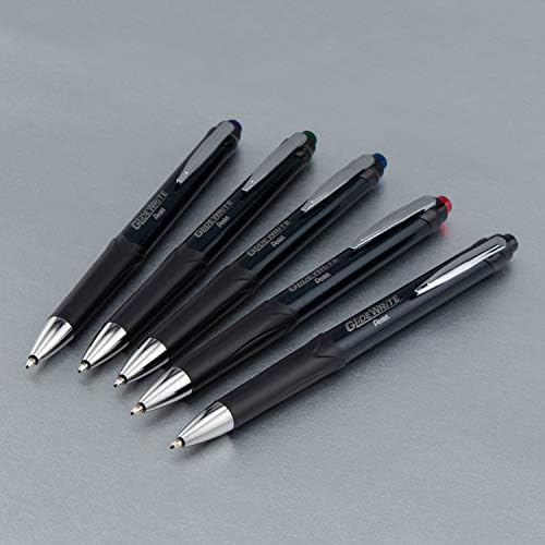Pentel Glidewrite Signature Ballpoint Pen, Black Barrel, (1.0mm) Medium Line, Blue Ink, 12 Pens (BX930A-C)