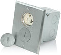 Leviton 1-Gang Duplex Receptacle Floor Box Assembly, Tamper-Resistant, Nickel Finish, 20-Amp, 125V, 25349-TFN