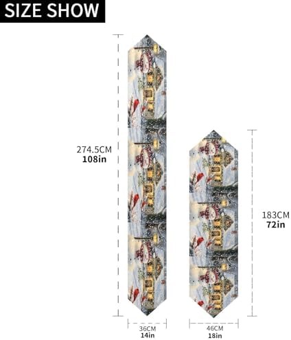ALAZA Double-Sided Christmas Snowman Bird Snowflake Table Runner 14x108 Inches Long,Table Cloth Runner for Wedding Birthday Party Kitchen Dining Home Everyday Decor