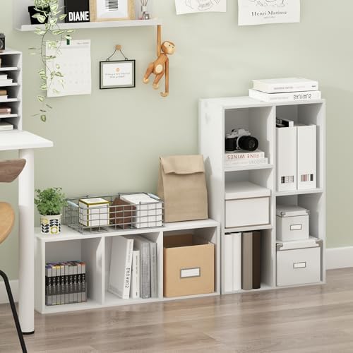 Furinno Luder 5-Cube No Tool Assembly Open Shelf, White
