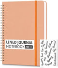 Hardcover Spiral Notebooks, 8.3" x 6.3" Lined Journal Set, 100 GSM Bleed-Resistant Paper, 200 Pages Twin-Wire Bound Notebook with Elastic Band & Category Stickers for Office, School