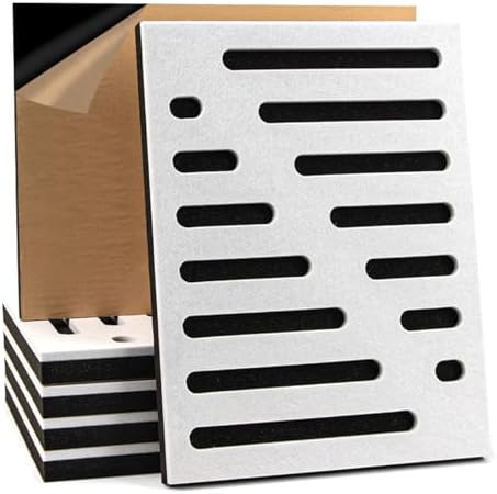 Art3d High-Density Acoustic Panel, Stripe Design, 16 x 12 in, 6-Pack, White