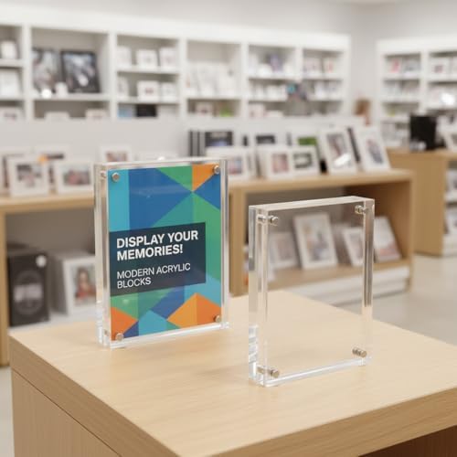Azar Displays 104433-2PK Acrylic Photo Frame Magnetic 4x6, 2-Pack
