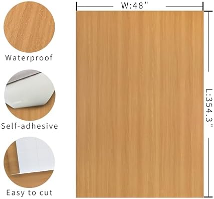 Extra Wide 48"x354" Yellow Brown Maple Wood Wallpaper Peel and Stick