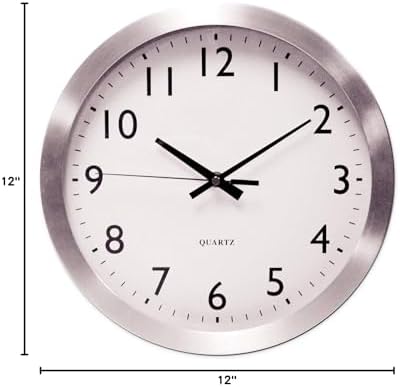 Universal UNV10425 12 in. Overall Diameter Brushed Aluminum Wall Clock - Silver Case