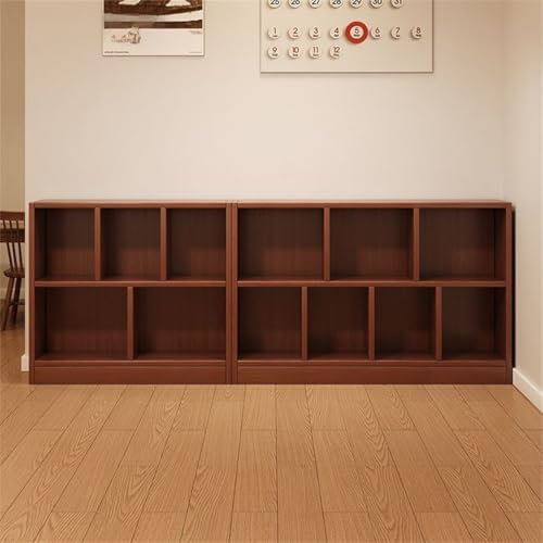 Lumber Organizer Shelf 3/4 Shelves, Lateral Filing or Vertical, Closed Back Floor-standing Bookshelf Rack Bookcase Cabinet Tiered Shelf Grid Storage Unit Dark Walnut 39.4"L x 9.4"W x 31.5"H