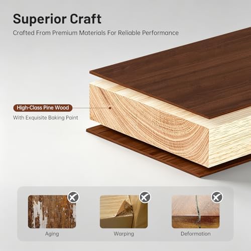 10 Cube Storage Organizer - Pine Wood Bookshelf - Cube Shelf - Vertical or Horizontal Bookcase - Open Book Shelf - Easy Assembly for Bedroom, Living Room, Office - Brown