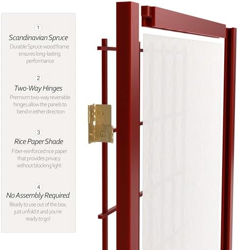 4 ft. Short Window Pane Shoji Screen - Rosewood - 5 Panels