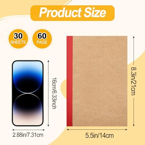 32 Pack Composition Notebooks Bulk, A5 Kraft Notebooks, 8 Colors