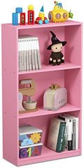 Furinno Basic 3-Tier Book Shelf with Open Shelves, Pink