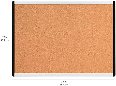Amazon Basics Cork Bulletin Board, 17" x 23", Pin Board for Office & Home, Wall Organizer with Aluminum Frame, Lightweight, Easy to Install, 3-Pack