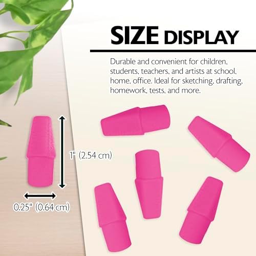 BAZIC Products Pink Pencil-Top Eraser Caps, 20 Count, 2-Pack