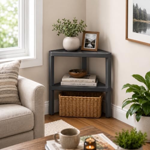 Honey-Can-Do Grey 2-Tier Corner Shelf