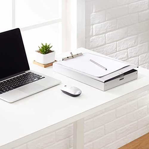 Amazon Basics Aluminum Storage Clipboard, Two-Tier, Standard Clip, 14" x 9", Silver (Pack of 2)