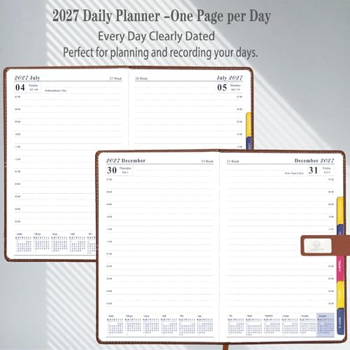 2027 Daily Planner – One Page Per Day, 12-Month Calendar Book(Jan–Dec 2027)