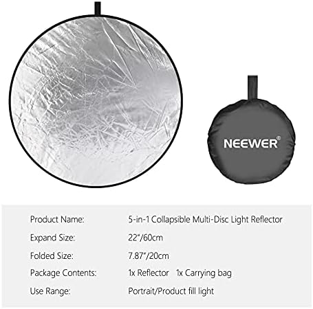 NEEWER 22 Inch/60 Centimeter Light Reflector Light Diffuser 5 in 1